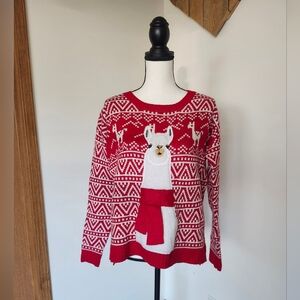 It's Our Time Christmas Llama Crew Neck Sweater